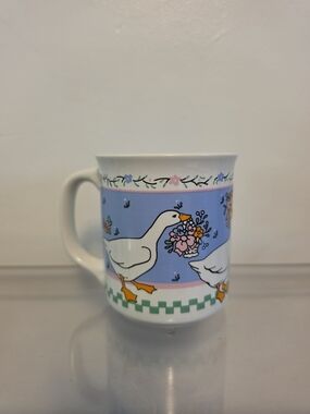 Ribbon Geese Mug Vintage By Giftco Inc. Flower Pattern